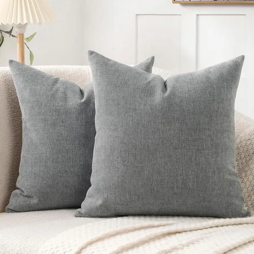Vista 16 de Jepeak - Fundas de cojín de arpillera, paquete de 2 fundas de almohada cuadradas sólidas, gruesas y decorativas para el sofá o sillón, estilo casa