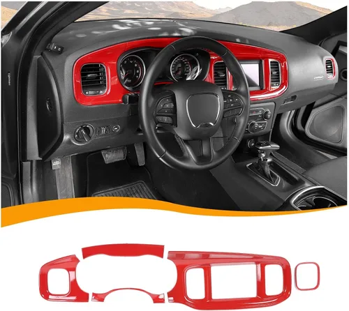 Vista 9 de Hoolcar para Dodge Charger 2015+ Kit de Embellecedores de Decoración Interior, Panel Central de Control del Tablero, Embellecedor del Panel