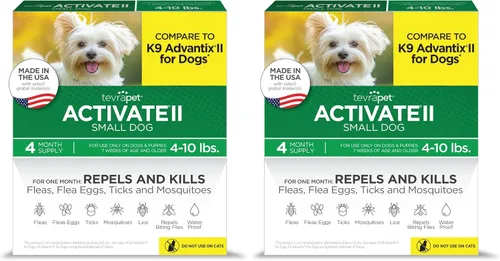 Vista 11 de TevraPet Activate II Prevención de pulgas y garrapatas para perros, 4 unidades, perros pequeños de 4 a 10 libras, gotas tópicas, tratamiento