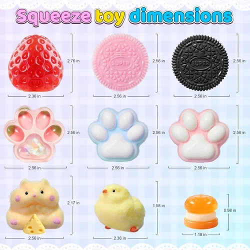 Vista 2 de 22PCS Squishy Toys Set, Adorable Fidget Toys Kit for Kids & Adults
