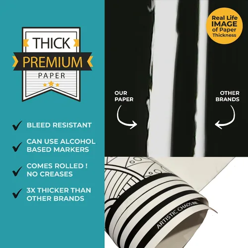 Vista 3 de Póster gigante para colorear – Hojas para colorear jumbo de primera calidad para niños y adultos con páginas gruesas resistentes a la suciedad, uso