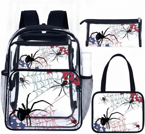 Vista 20 de Kacctyen Juego de mochila transparente resistente de 3 piezas, color negro