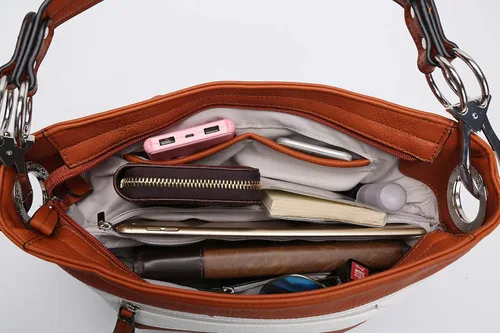 Vista 33 de MKF Collection Mia K - Bolso Hobo para mujer, de piel vegana, bolso de hombro holgado, bolso con asa superior