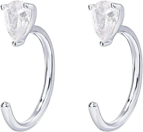 Vista 3 de PAVOI Aretes de aro de plata de ley 925, hipoalergénicos, minimalistas, para cartílago