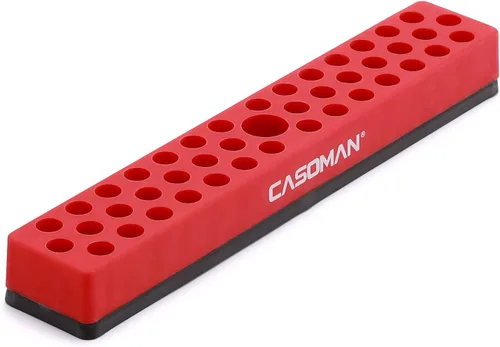 Vista 10 de CASOMAN 2 piezas 1/4" Organizador de brocas hexagonales con base magnética - Rojo, Organizador de 86 brocas con fuerte base magnética, Organizador
