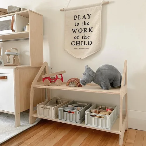 Vista 4 de Estante abierto de madera para niños, muebles Montessori, almacenamiento de juguetes, sala de juegos, guardería, regalo, decoración de habitación
