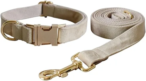 Vista 16 de Love Dream Juego de collar y correa de terciopelo para perro, suave y cómodo, correa ajustable y collar con hebilla de metal resistente para perros