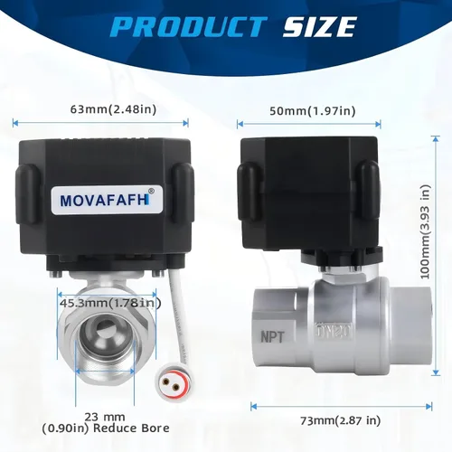 Vista 6 de Temporizador de agua inteligente de 1/2 "- Sensor de apagado automático, válvula de bola motorizada inteligente de acero inoxidable, conexión USB