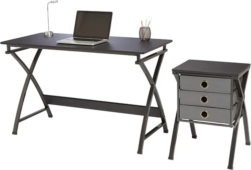Vista 5 de Realspace® X-Cross - Escritorio para computadora de 48 pulgadas de ancho con archivador, color negro