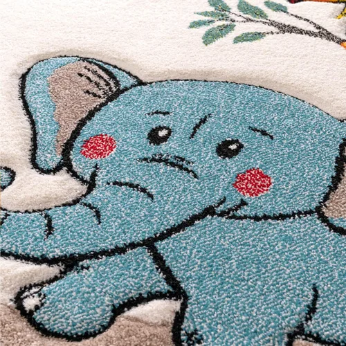 Vista 4 de Paco Home Alfombra de guardería para niños, diseño de animales de la selva, jirafa, león en beige, tamaño: 2 pies 8 pulgadas x 4 pies 11 pulgadas