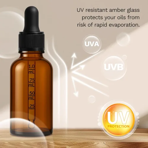 Vista 5 de Paquete de 12 botellas de vidrio ámbar con cuentagotas de 1 oz