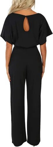 Vista 3 de Dokotoo Jumpsuits for Women Casual Loose Batwing Sleeve Dressy Crewneck Rompers Long Pants Belted Wide Leg Overall