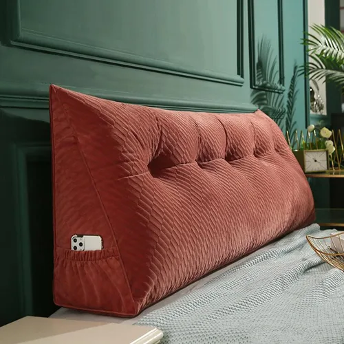 Vista 16 de Almohada triangular para cabecero, cojín triangular de color sólido, almohada grande de cuña para sofá cama, respaldo de dormitorio con funda de Azul