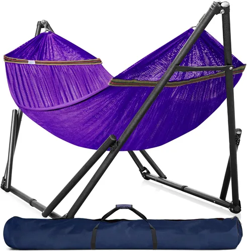 Vista 24 de Tranquillo Hamaca doble universal con soporte incluido para 2 personas/soporte plegable para hamaca de 600 libras de capacidad, estuche portátil 1.