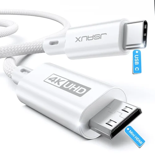 Vista 9 de Cable USB C a Mini HDMI de 3.3 pies, cable de ángulo recto mini HDMI 4K - NO HDMI Type C to Mini HDM Cord Compatible with Steam Deck, Phone, ROG