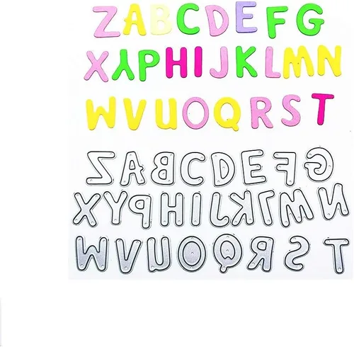 Vista 3 de Metal Capital 26 letras troqueladas de corte en relieve minúsculas 26 letras del alfabeto troquelado para hacer tarjetas, agitar, tarjetas, álbumes