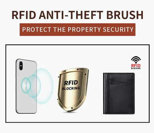 Vista 5 de DOFE Billetera delgada para hombre, con bloqueo RFID, con clip para dinero, 8 tarjetas, capacidad extra, billetera plegable con 2 ventanas