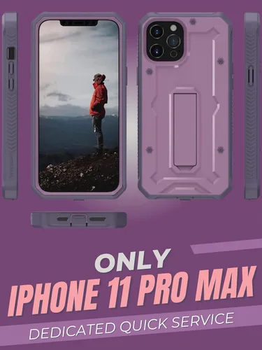 Vista 2 de ArmadilloTek Vanguard - Funda diseñada para iPhone 11 Pro Max (6.5 pulgadas) de grado militar, cuerpo completo, resistente, con función atril