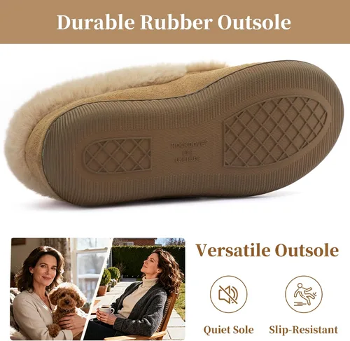 Vista 5 de RockDove Pantuflas tipo mocasín de microgamuza con forro de piel sintética para mujer