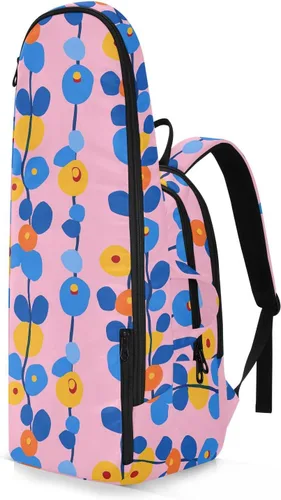 Vista 2 de Mochila de tenis para adultos, transpirable, flores azules y naranjas, rosa, 2 raquetas, bolsa con almohadilla protectora para mujeres, hombres