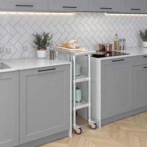 Vista 7 de AmGood Stainless Steel Work Table with 2 Shelves and Casters Metal Utility Table On Wheels