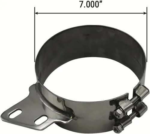 Vista 2 de Soporte de escape de 7 "acero inoxidable pulido con junta de doble tope en ángulo