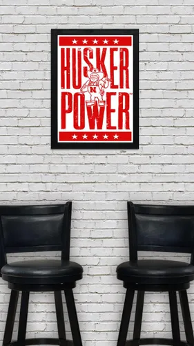 Vista 6 de Nebraska Cornhuskers Gift - Husker Power Letterpess Poster - Officially Licensed Art Print - 13x19" - Husker Gift (Add Black Frame)