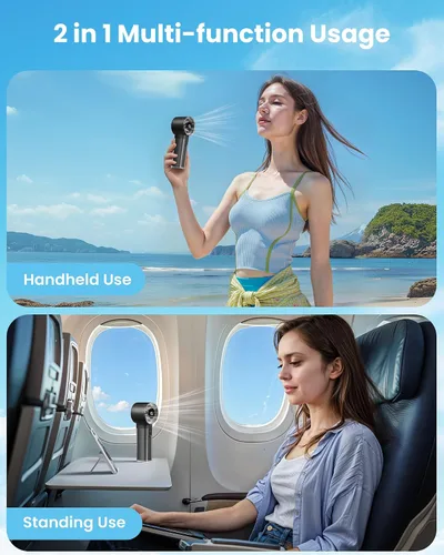 Vista 6 de Gaiatop Ventilador turbo portátil de mano, 1-100 velocidades altas ajustables, 3-20 horas de enfriamiento, 4800 mAh USB recargable portátil pequeños