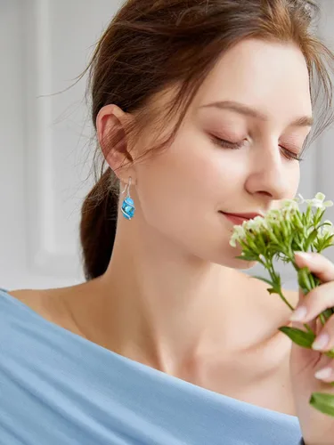 Vista 2 de Regalos para mujer, aretes de plata de ley 925 para mujer, delicados aretes colgantes de piedra ovalada, joyería fina, regalos para el día de San