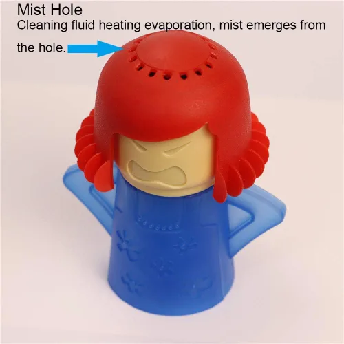 Vista 3 de Asltw Angry Mama Limpiador de horno microondas, dispositivo de cocina de vapor de acción rápida, solo tienes que añadir vinagre y agua (azul)