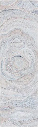 Vista 2 de SAFAVIEH Abstract Collection - Alfombra de pasillo, 2 pies 3 pulgadas x 8 pies, beige y azul, lana hecha a mano, ideal para zonas de alto tráfico