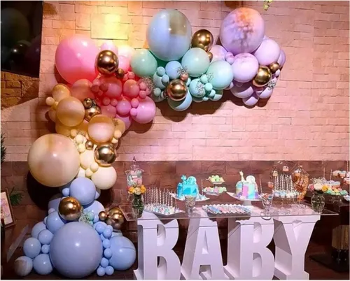 Vista 8 de Kit de arco de guirnalda de globos de arco iris, 171 piezas de globos de látex pastel, colores macarrón, 5, 10, 12, 18 pulgadas, cumpleaños, baby