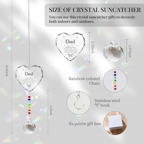 Vista 4 de Regalos conmemorativos para la pérdida de papá, atrapasoles de cristal en la memoria, regalos de condolencia por pérdida de papá y padre, regalos