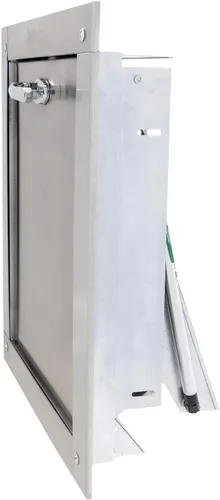 Vista 4 de Manija universal de acero inoxidable compatible con ADA en L con cierre estándar de 12 pulgadas de ancho x 15 pulgadas de alto, puerta de canal