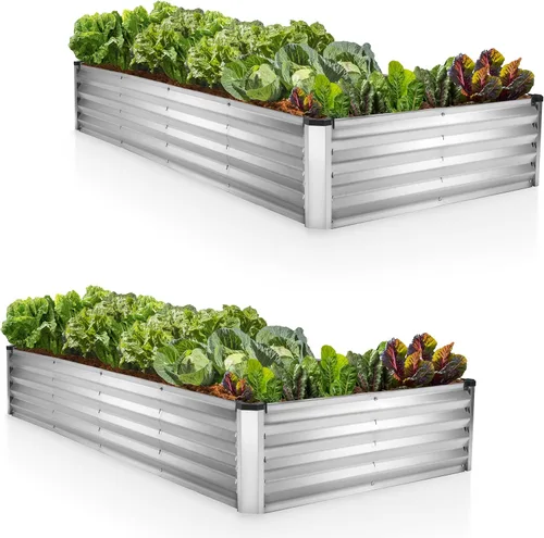 Vista 9 de Plant & Plot Camas de jardín elevadas galvanizadas para exteriores/ Jardinera elevada de 6 x 3 x 1 pie para jardinería, verduras, flores, caja