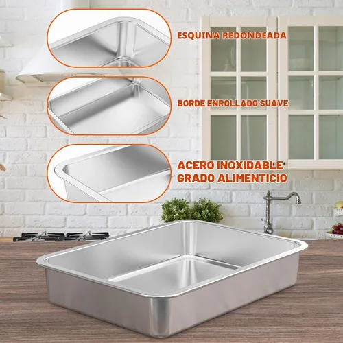 Vista 3 de onlyfire - Bandeja de horno profunda de acero inoxidable, 15.5 x 11.6 x 2.7 pulgadas