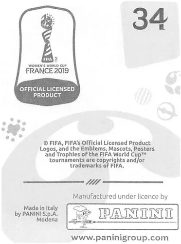 Vista 2 de Panini FIFA - Calcomanías para álbumes de la Copa Mundial Femenina de Francia 2019 (solo adhesivo individual) Fútbol #34 Amandine Henry France 2