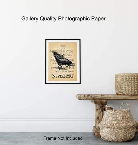 Vista 8 de The Raven – Nevermore – Regalos de Edgar Allan Poe – Decoración gótica para la habitación – Decoración gótica para el hogar – Poesía espeluznante