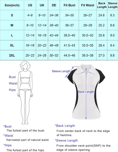 Vista 6 de JACK SMITH Camisa de golf de manga corta para mujer, que absorbe la humedad, camiseta polo deportiva con cremallera, protección solar, tallas S-XXL