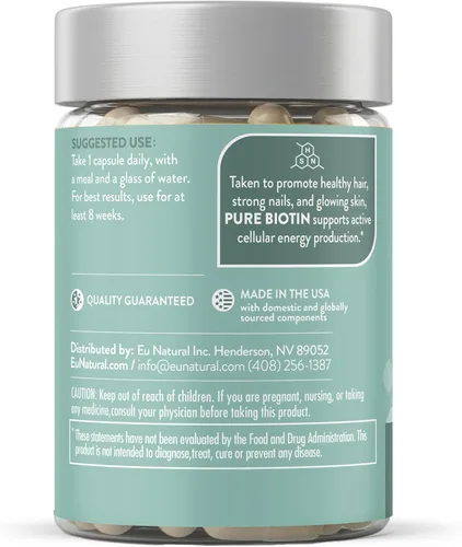 Vista 9 de Suplemento Biotin 0.00017 oz, 120 cápsulas vegetarianas (para el crecimiento del cabello, piel y uñas)