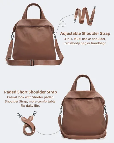 Vista 7 de FODOKO Hobo Crossbody Bags 2.0, 19L Totes Bolso grande con correas para mujer, múltiples bolsas de hombro de nailon para viajes gimnasio