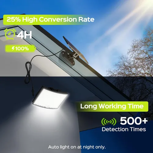 Vista 4 de ABODONG Luces Solares para Exteriores, Reflector Brillante de 128 LEDs con Lente Óptica, Luces de Seguridad Alimentadas por Energía Solar con Cable