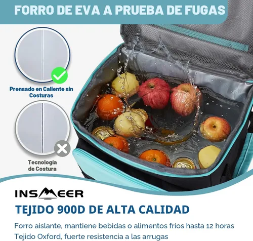 Vista 5 de INSMEER Cooler with Wheels and Handle, 80 Cans/50L Rolling Cooler, Portable Soft Sided Cooler with Wheel, 2-in-1 Collapsible Trolley Cart, Large
