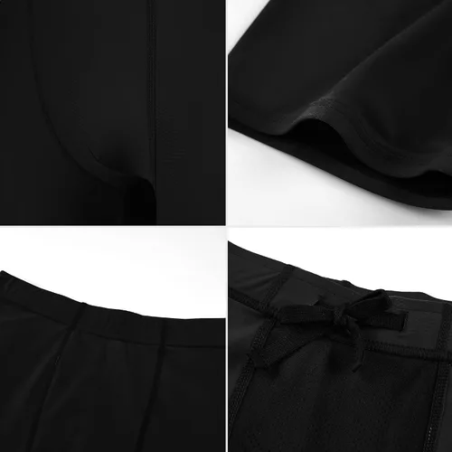 Vista 5 de LEAO Traje de baño para niños y jóvenes, color liso, con protección solar UPF 50+, secado rápido, pantalones cortos de natación atléticos