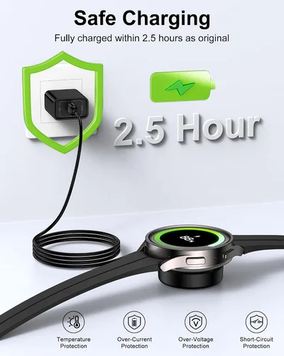 Vista 2 de Cargador de reloj Samsung, base de carga inalámbrica magnética para Galaxy Watch 8, cargador de reloj Galaxy con cable de carga rápida USB C de 3