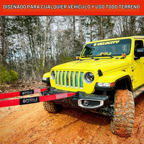 Vista 4 de MiolleGear Correa de remolque de 2”x20’- 20990 lbs MBS (Prueba de laboratorio) Kit de correa de recuperación Incluye: Cuerda de remolque, Estuche