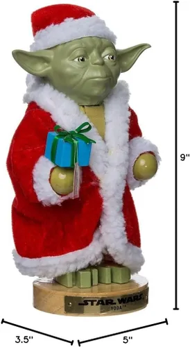 Vista 7 de Kurt Adler Yoda en Bata de Santa Cascanueces, 9 pulgadas, rojo-verde