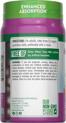 Vista 7 de Nature's Truth Gomitas de magnesio para adultos 200 mg 60 unidades Suplemento vegano, sin OMG y sin gluten Citrato de magnesio de absorción