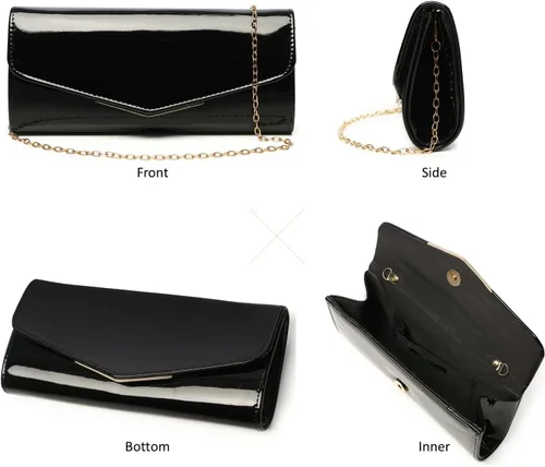 Vista 3 de Bolso de mano de cuero de charol para mujer, elegante bolso cruzado para el hombro, bolso para Navidad, boda, fiesta, baile de graduación