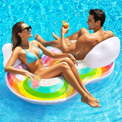 Vista 11 de HeySplash Inflatable Tanning Pool Lounger Float, Suntan Tub for Adults A-Pink Leaf L
